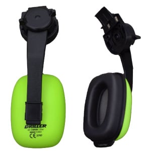 Protector auditivo tipo copa para casco color verde con atenuación de 25 dB marca SOSEGA para protección en ambientes ruidosos